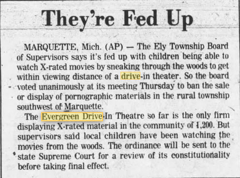Evergreen Drive-In Theatre - 22 JUL 1977 ARTICLE